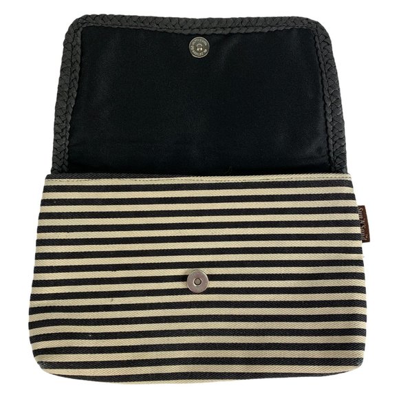 Sun 'N Sand Canvas Bag Small Black White Stripe Ma - Picture 2 of 4